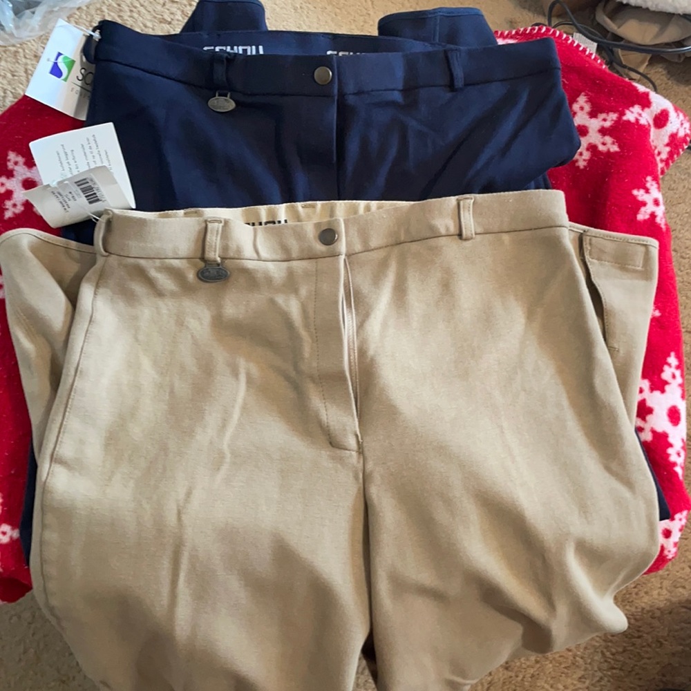 Schou Equestrian  pants size 46 (2pair) navy and beige